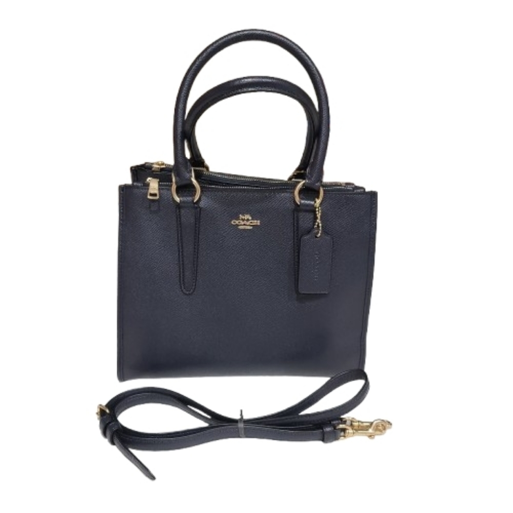 Coach Crosby Carryall Crossgrain Leather Tote Midnight Navy Satchel Shoulder Bag - Picture 16 of 16